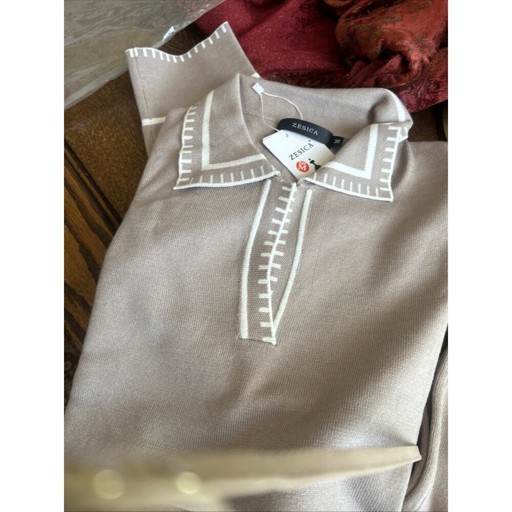 ZESICA Women's 2 Piece Fall Outfit Long Sleeve V Neck Knit Sweater Top & pants - Picture 13 of 13